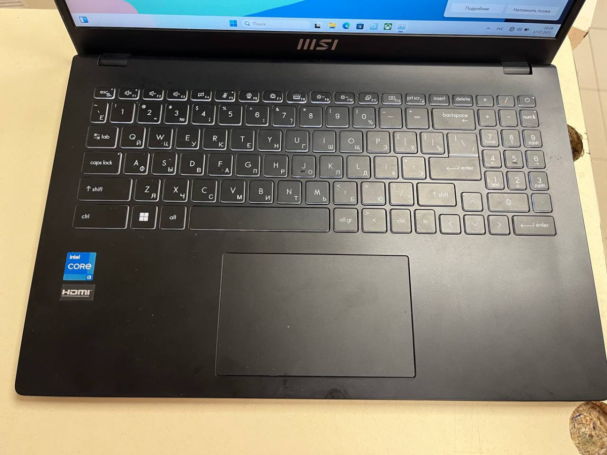 Ноутбук MSI Modern 15; Core i3-1215U, Intel UHD Graphics, 8 Гб, 256 Гб, Нет