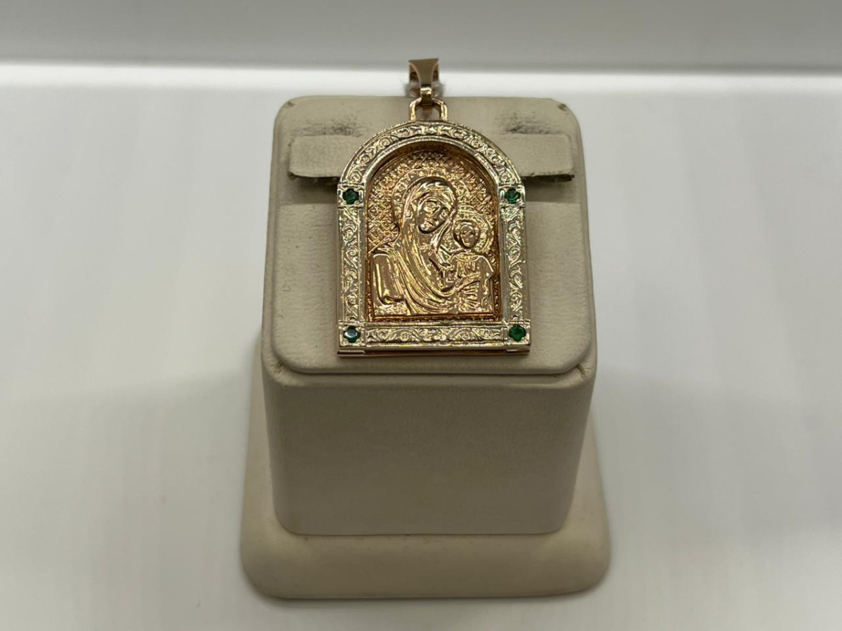 ПОДИКИ585 ПОДВЕСКА ИКОНА С КАМНЯМИ (Au 585)
