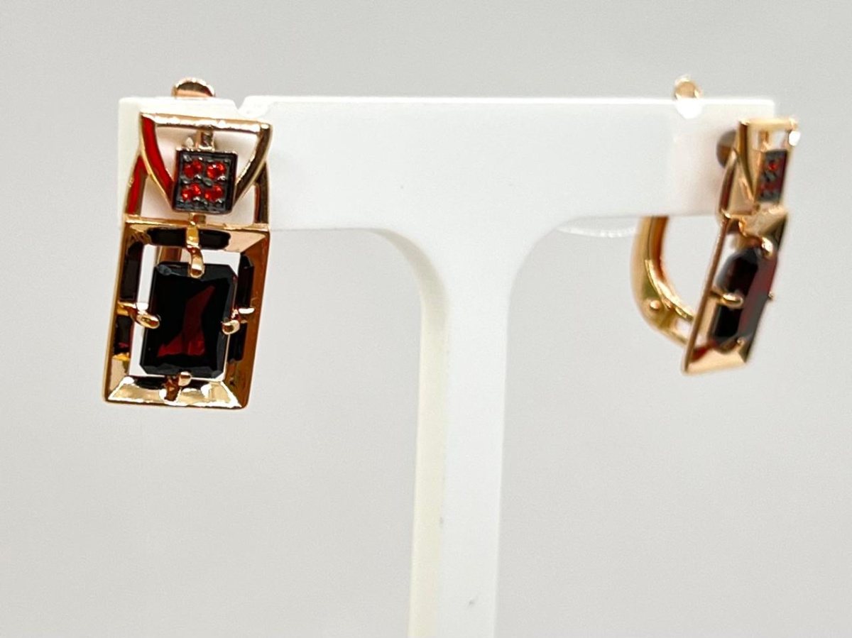 СЕРЬГИ ГРАНАТ с камнями (Au 585)