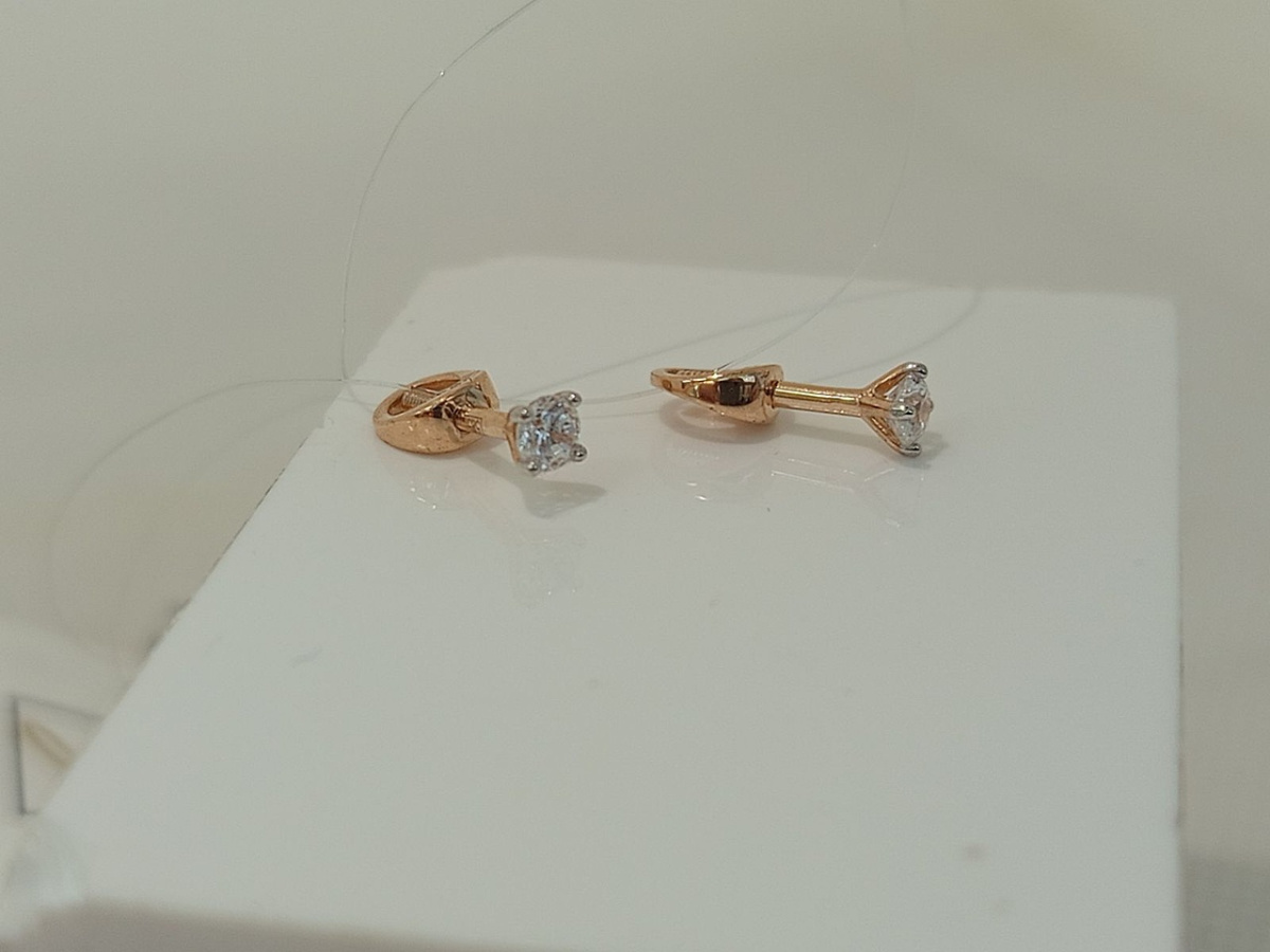 СЕРЬГИ ПУСЕТЫ с камнем (Au 585)