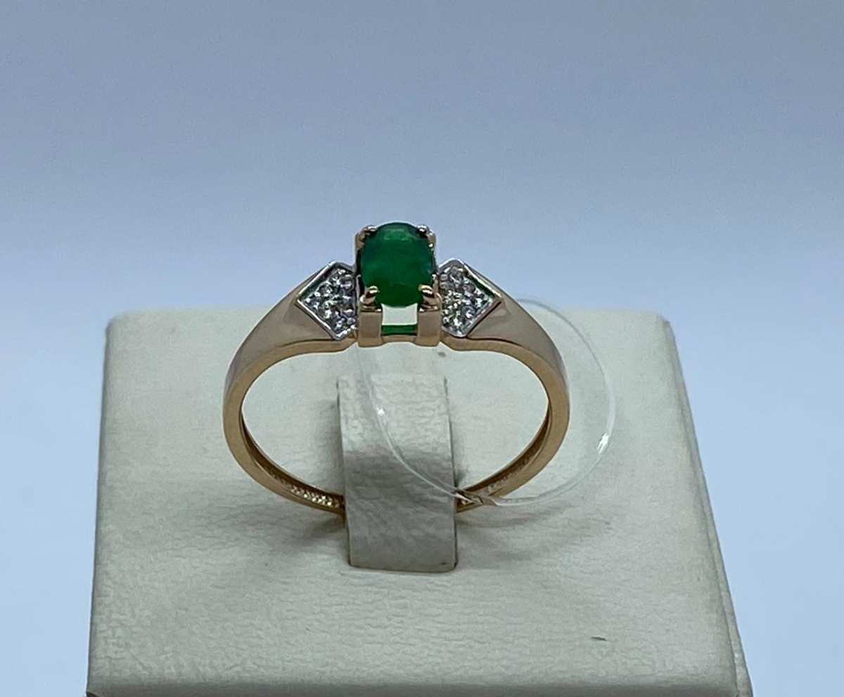 КОЛЬЦО Бриллиант, изумруд (Au 585)