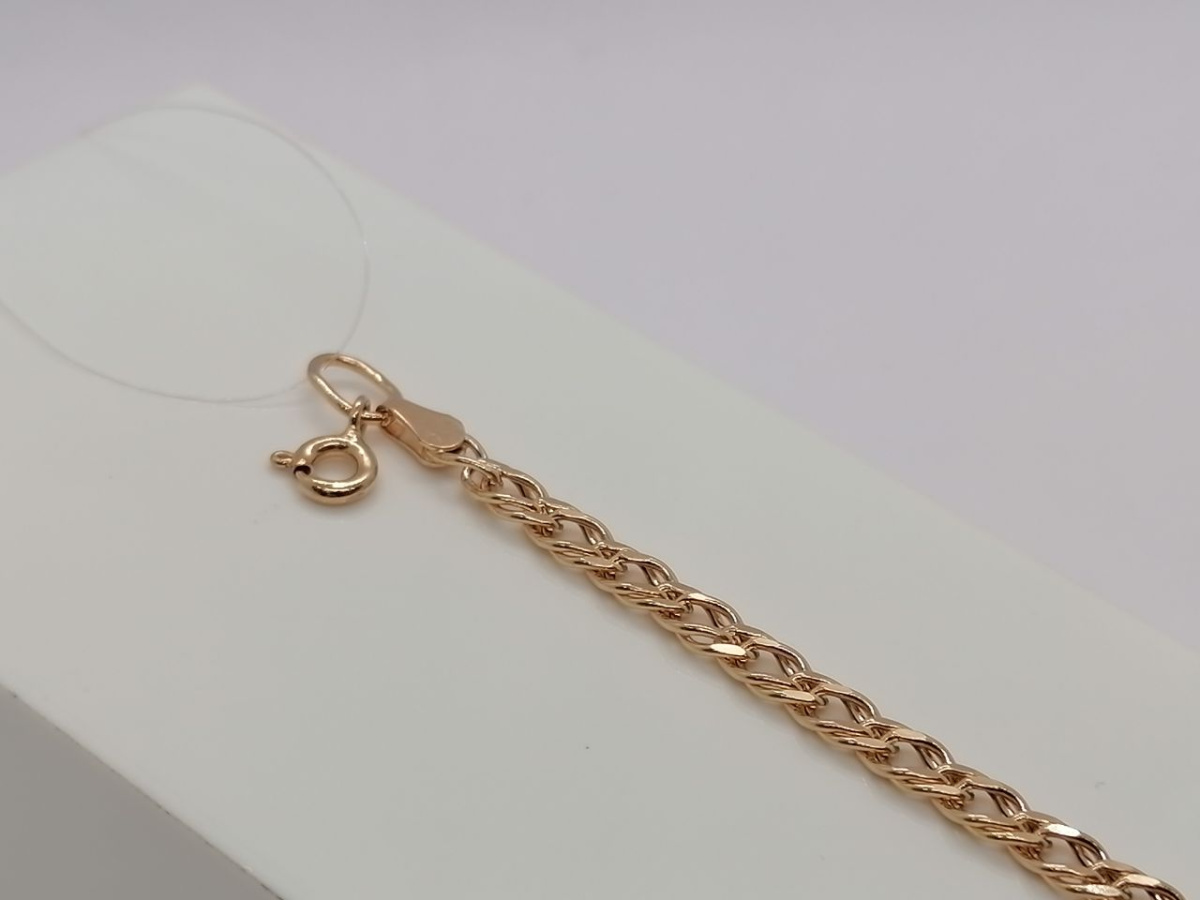 7070154П-20 БРАСЛЕТ ПУСТОТЕЛЫЙ Ромб двойной (Au 585)