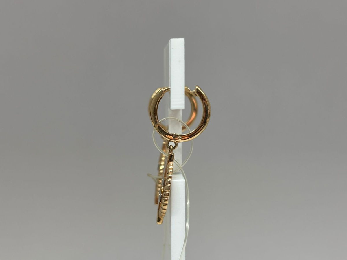 С4859 СЕРЬГИ КОЛЬЦА с камнями (Au 585)