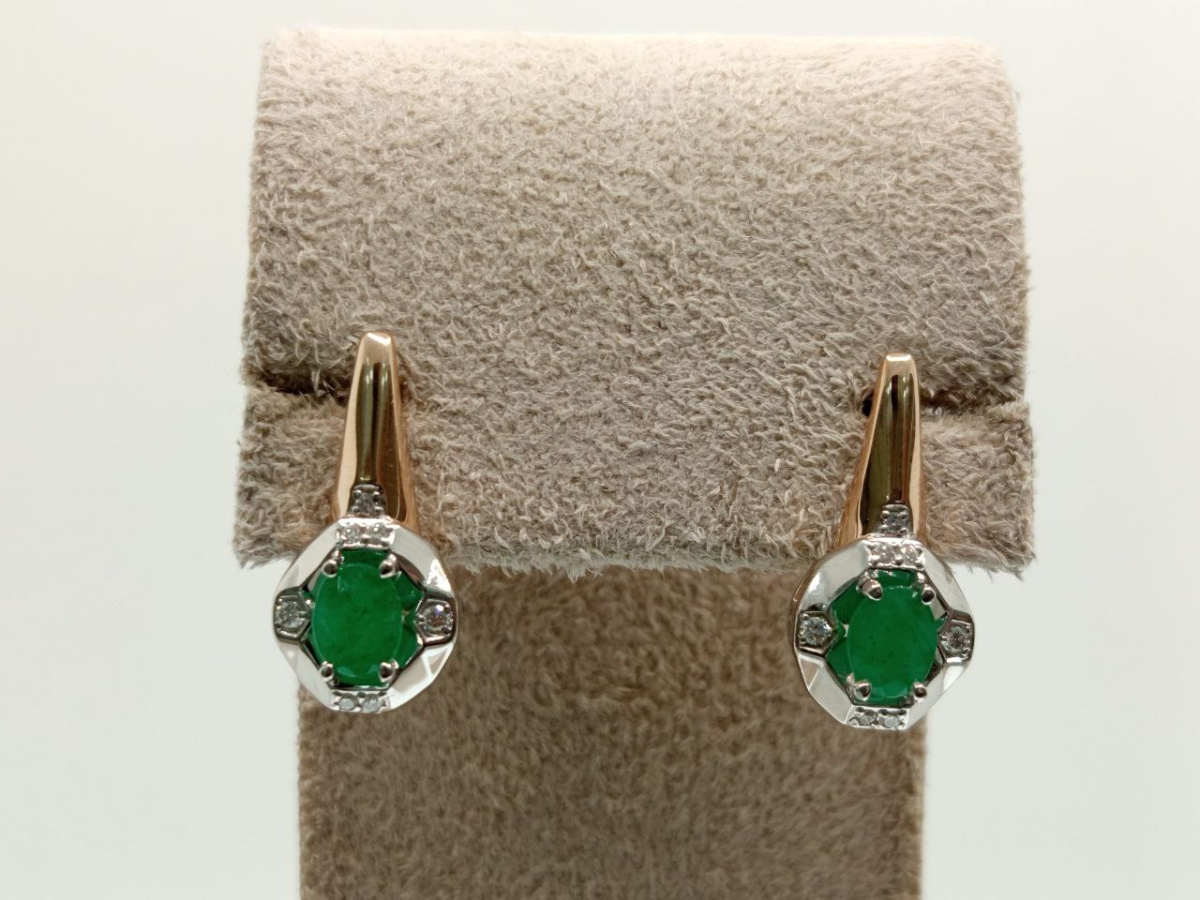 СЕРЬГИ Бриллиант, изумруд (Au 585)