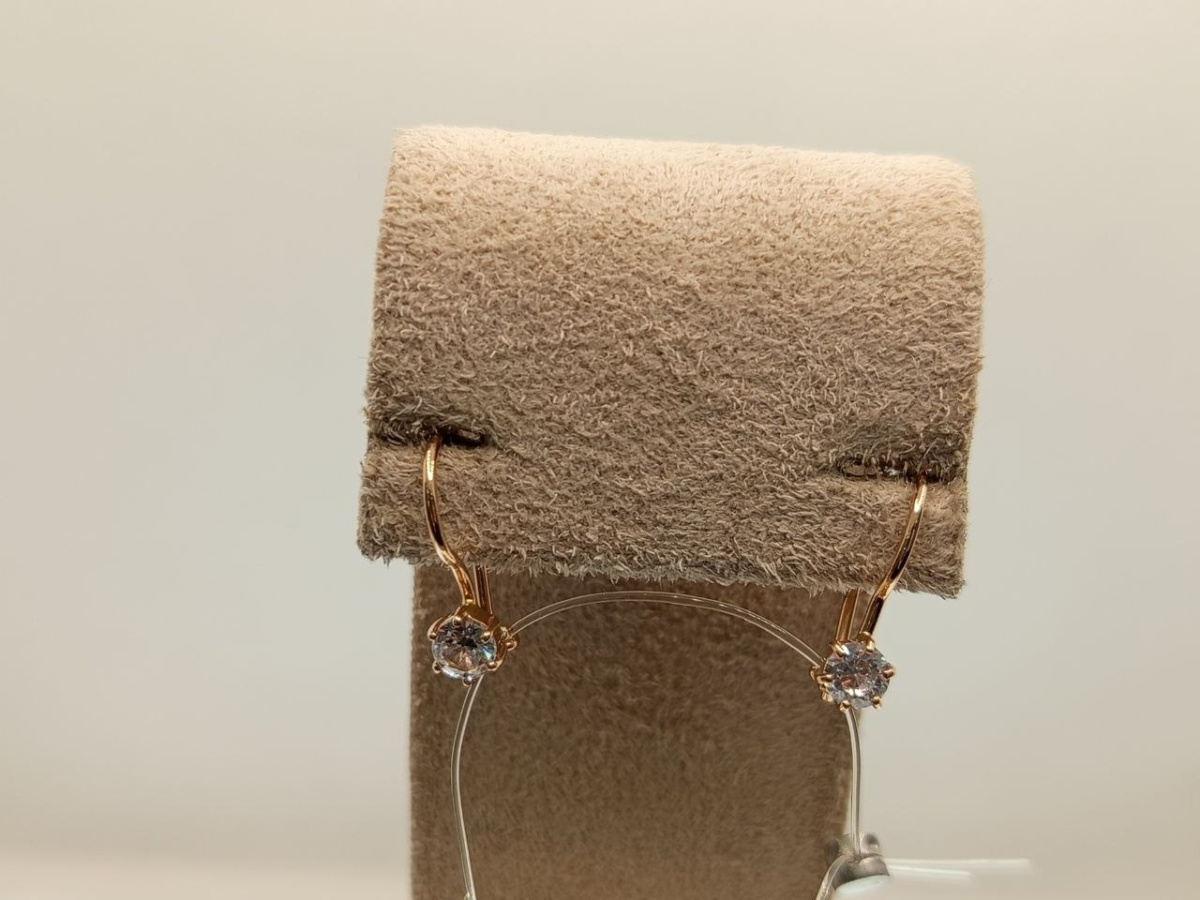 СЕРЬГИ ПЕТЕЛЬКА с камнем (Au 585)