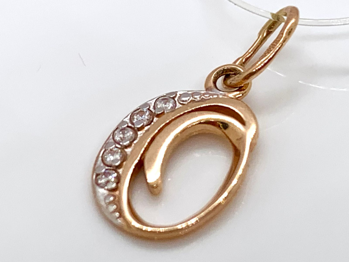 ПОДВЕСКА БУКВА О с камнями (Au 585)