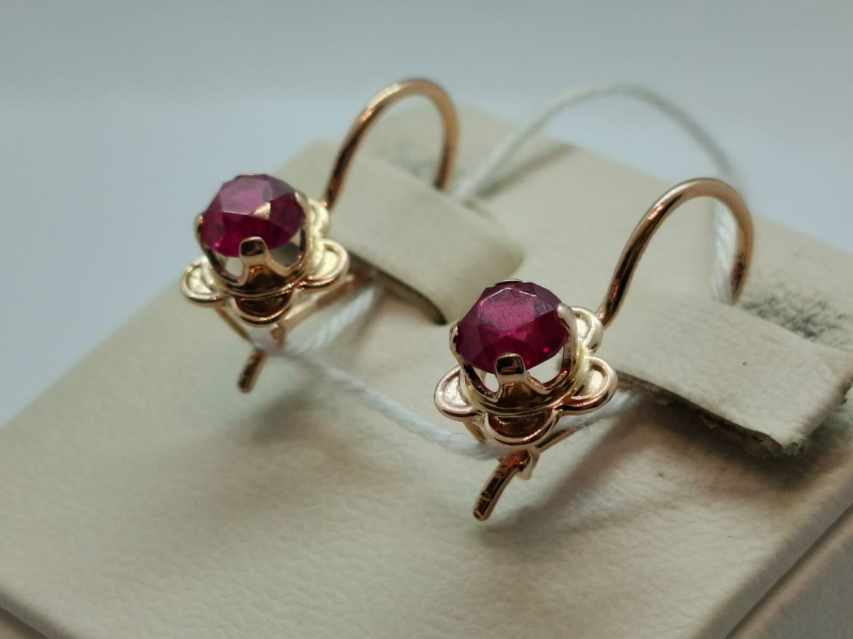 СКМ583 СЕРЬГИ С КАМНЕМ (Au 583)