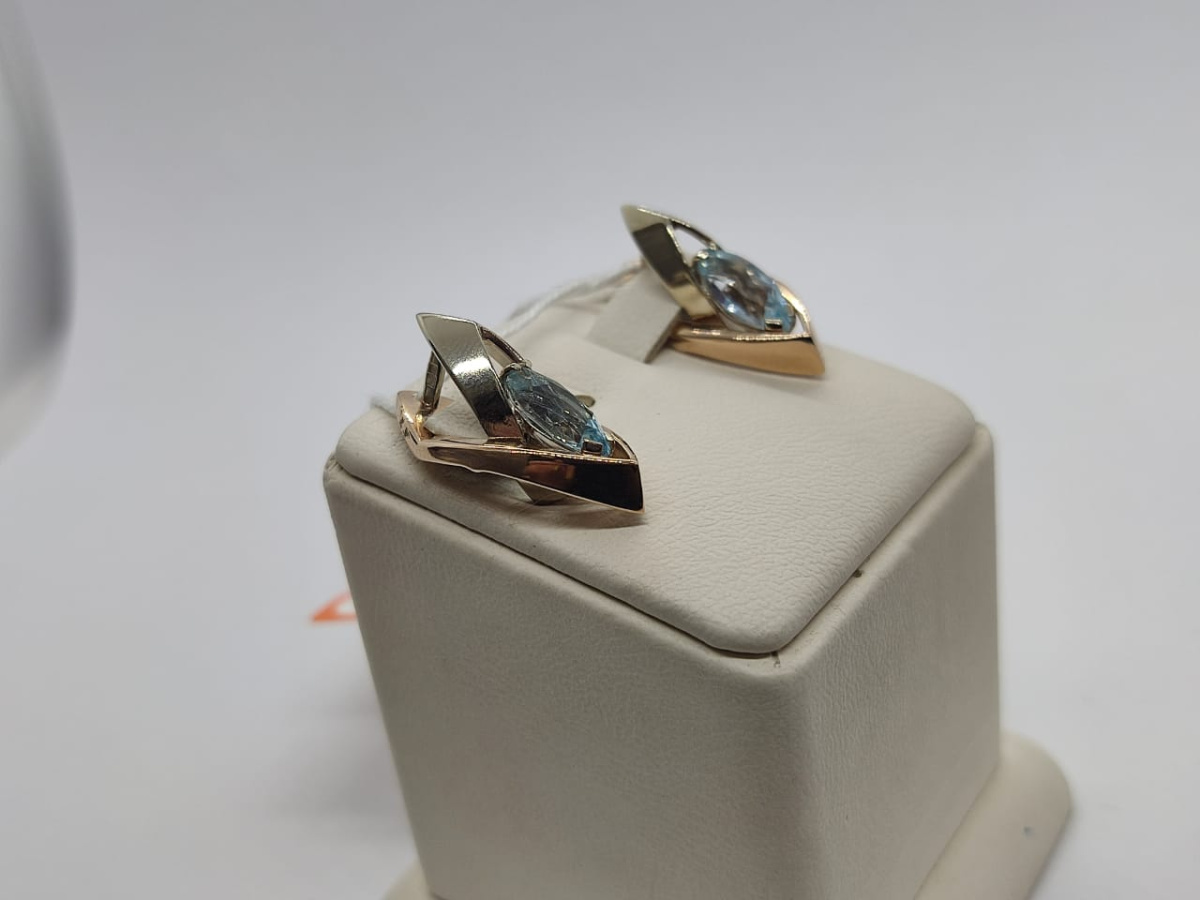 СКМ585 СЕРЬГИ С КАМНЕМ (Au 585)