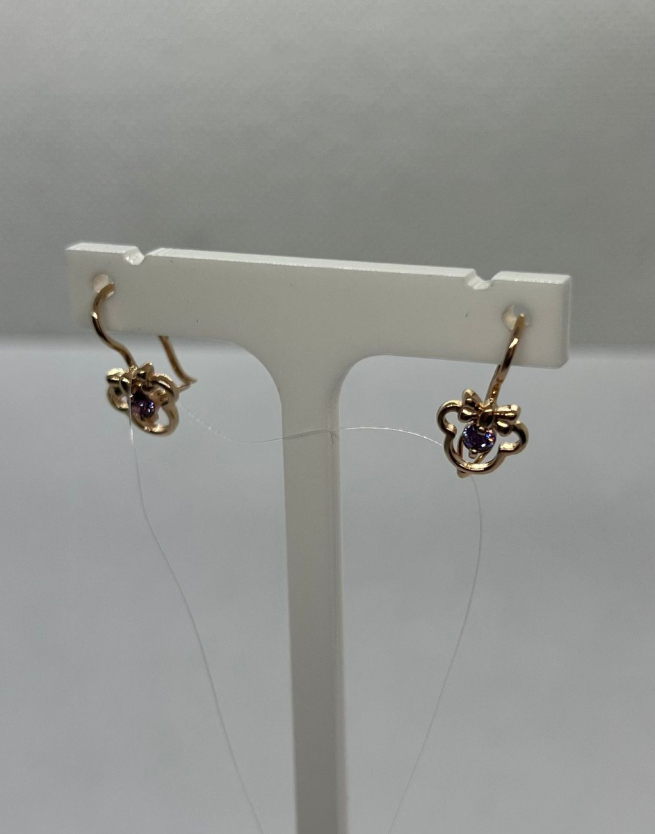 СЕРЬГИ ПЕТЕЛЬКА с камнями (Au 585)