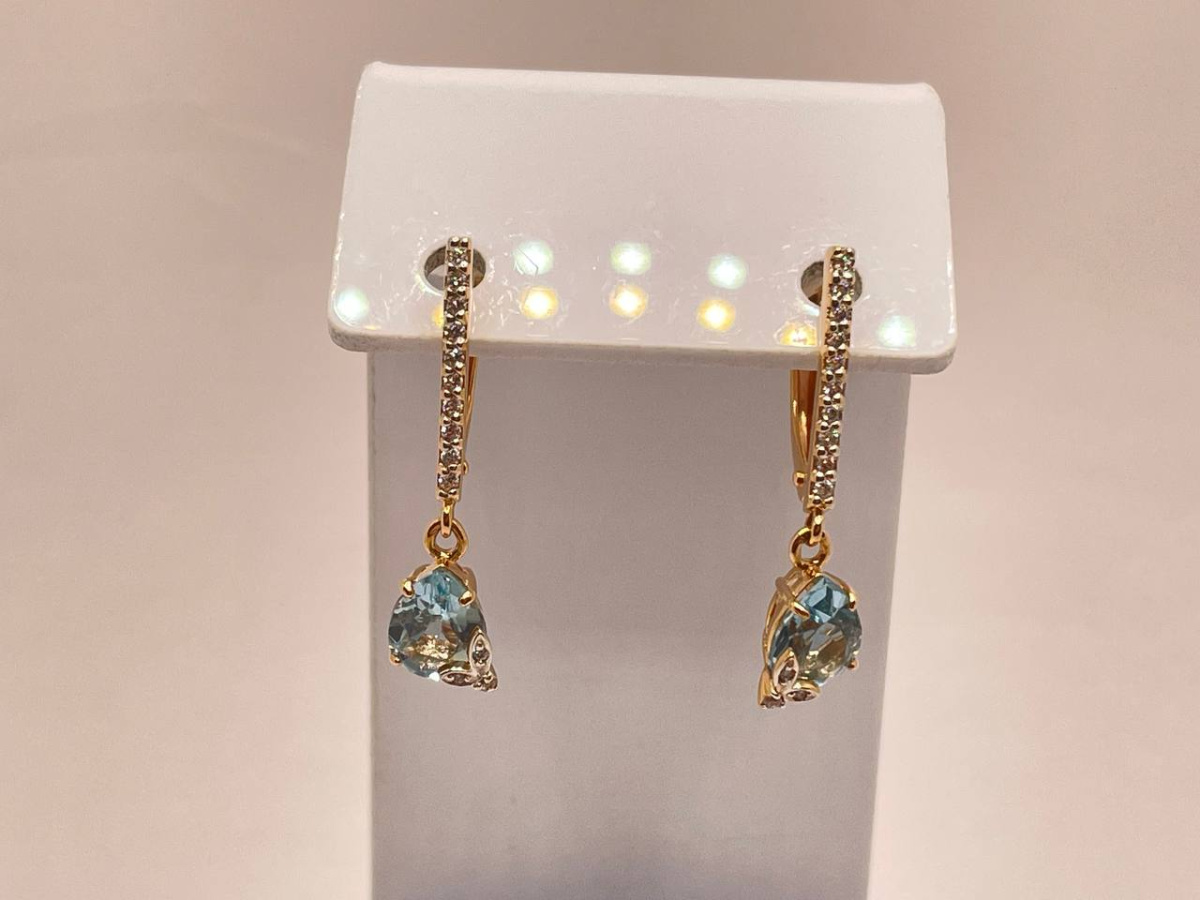 СКМИ585 СЕРЬГИ С КАМНЯМИ (Au 585)