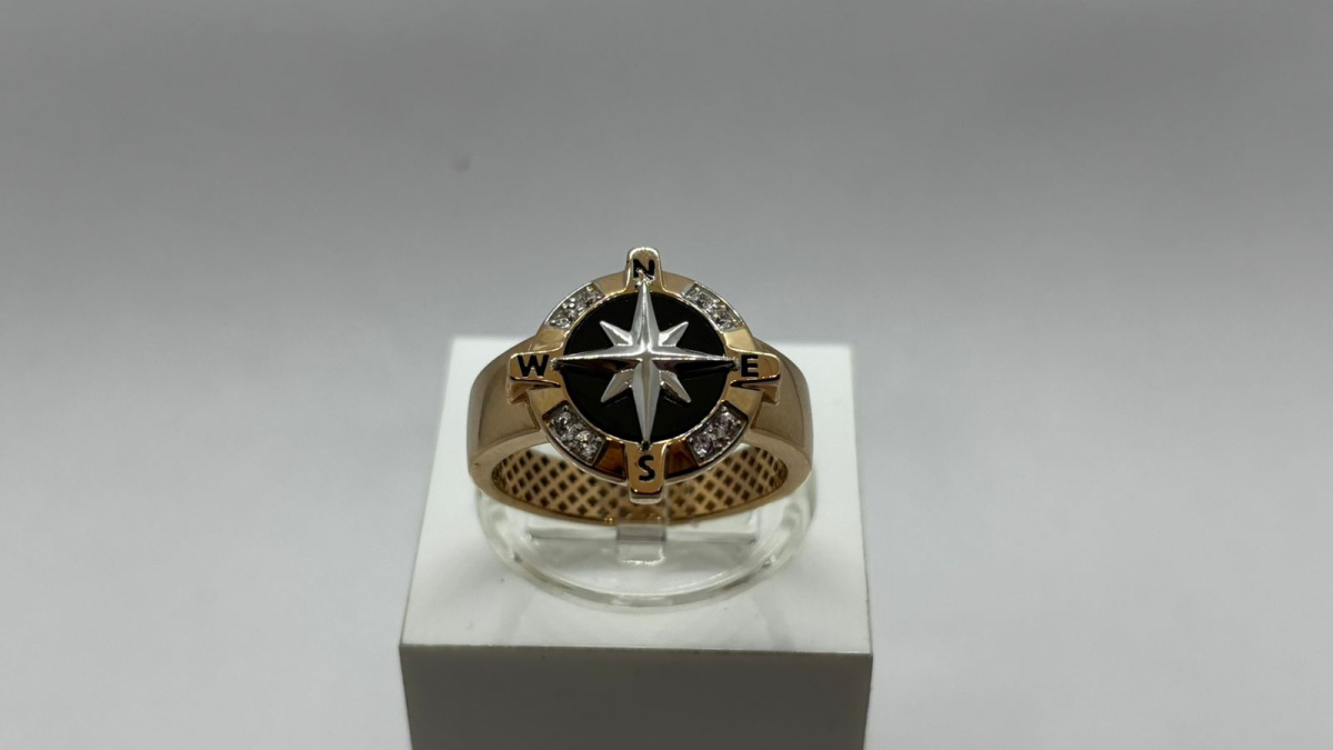 040013 КОЛЬЦО ПЕЧАТКА с камнями (Au 585)