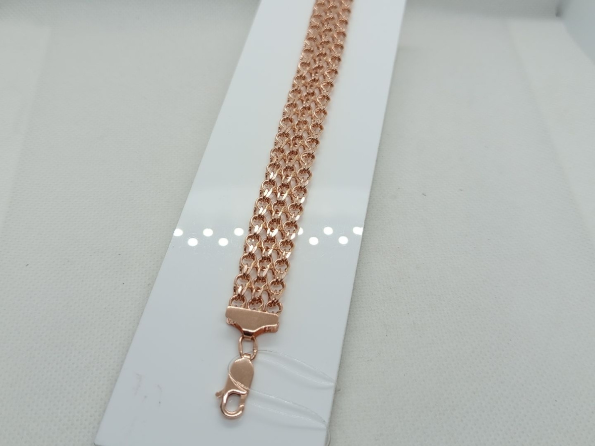 БРАСЛЕТ ПУСТОТЕЛЫЙ Бисмарк тройной (Au 585)