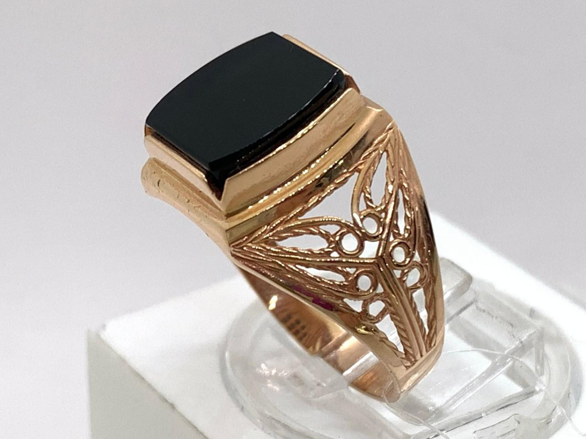 8200Аг.Ч. КОЛЬЦО ПЕЧАТКА с камнем (Au 585)