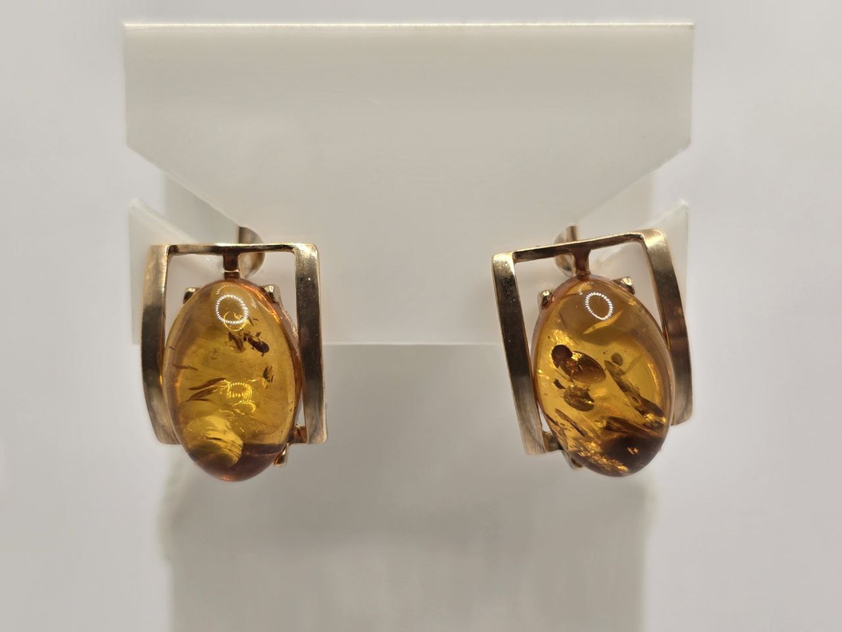 СКМ585 СЕРЬГИ С КАМНЕМ (Au 585)