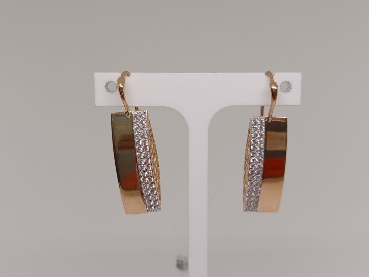 СЕРЬГИ ПЕТЕЛЬКА с камнями (Au 585)