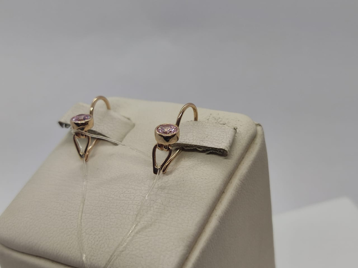 СЕРЬГИ ПЕТЕЛЬКА с камнем (Au 585)