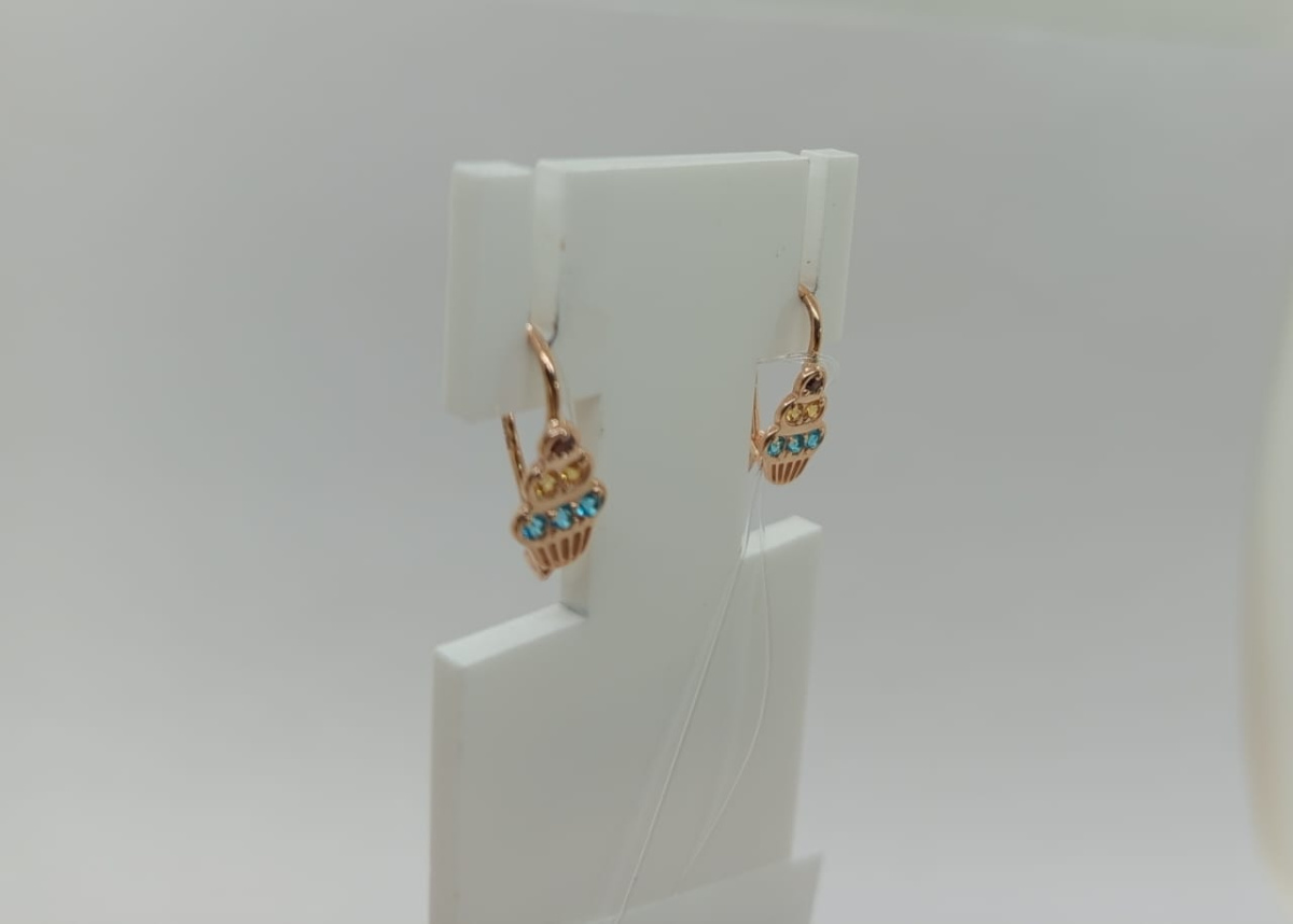 СЕРЬГИ ПЕТЕЛЬКА с камнями (Au 585)