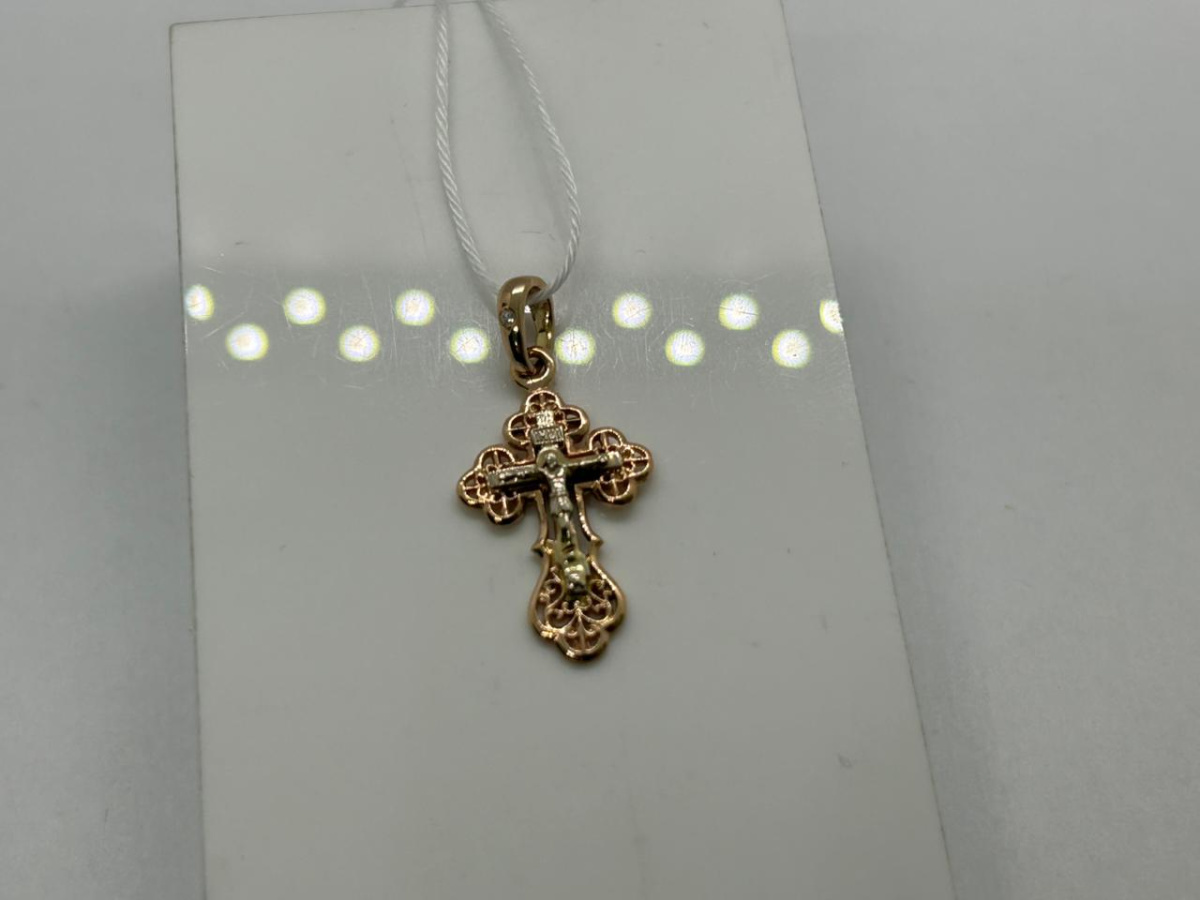 ПОДККИ585 ПОДВЕСКА КРЕСТ С КАМНЕМ (Au 585)