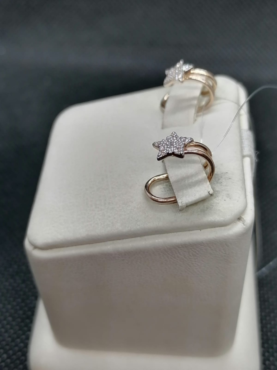 С13212728 СЕРЬГИ КАФФЫ с камнями (Au 585)