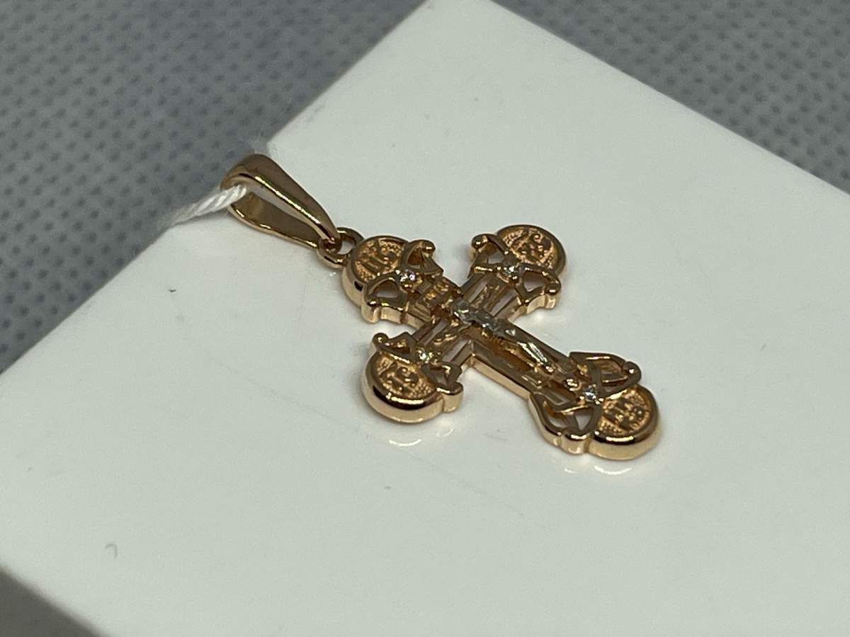 ПОДККИ585 ПОДВЕСКА КРЕСТ С КАМНЯМИ (Au 585) ПОДККИ585 ПОДВЕСКА КРЕСТ С КАМНЯМИ (Au 585)