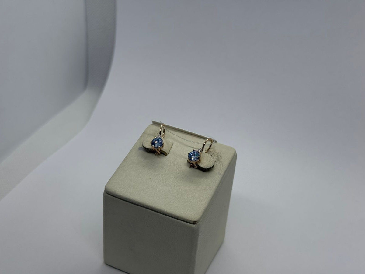 СЕРЬГИ ПЕТЕЛЬКА с камнями (Au 585)