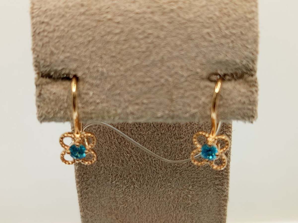 СЕРЬГИ ПЕТЕЛЬКА с камнем (Au 585)