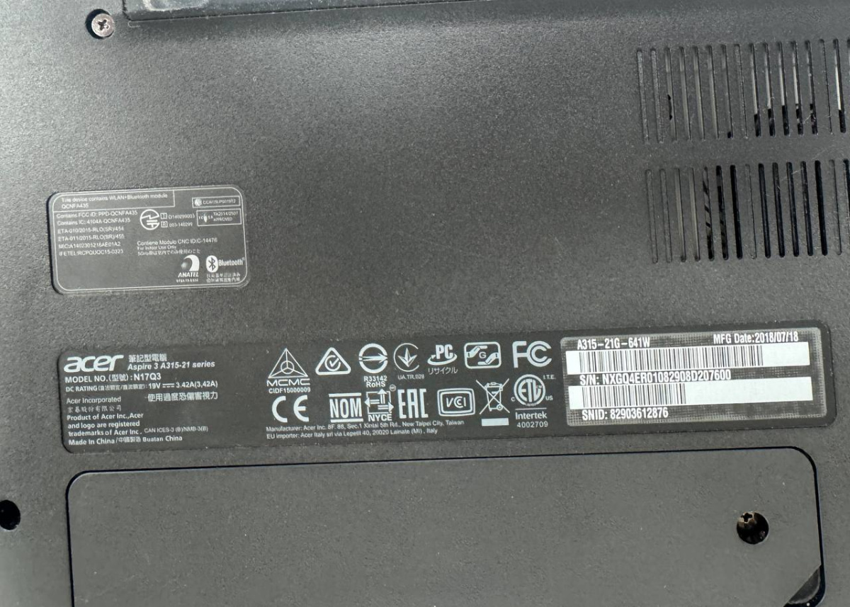 Ноутбук Acer; A6-9225, Radeon 520, 4 Гб, Нет, 1 Tb