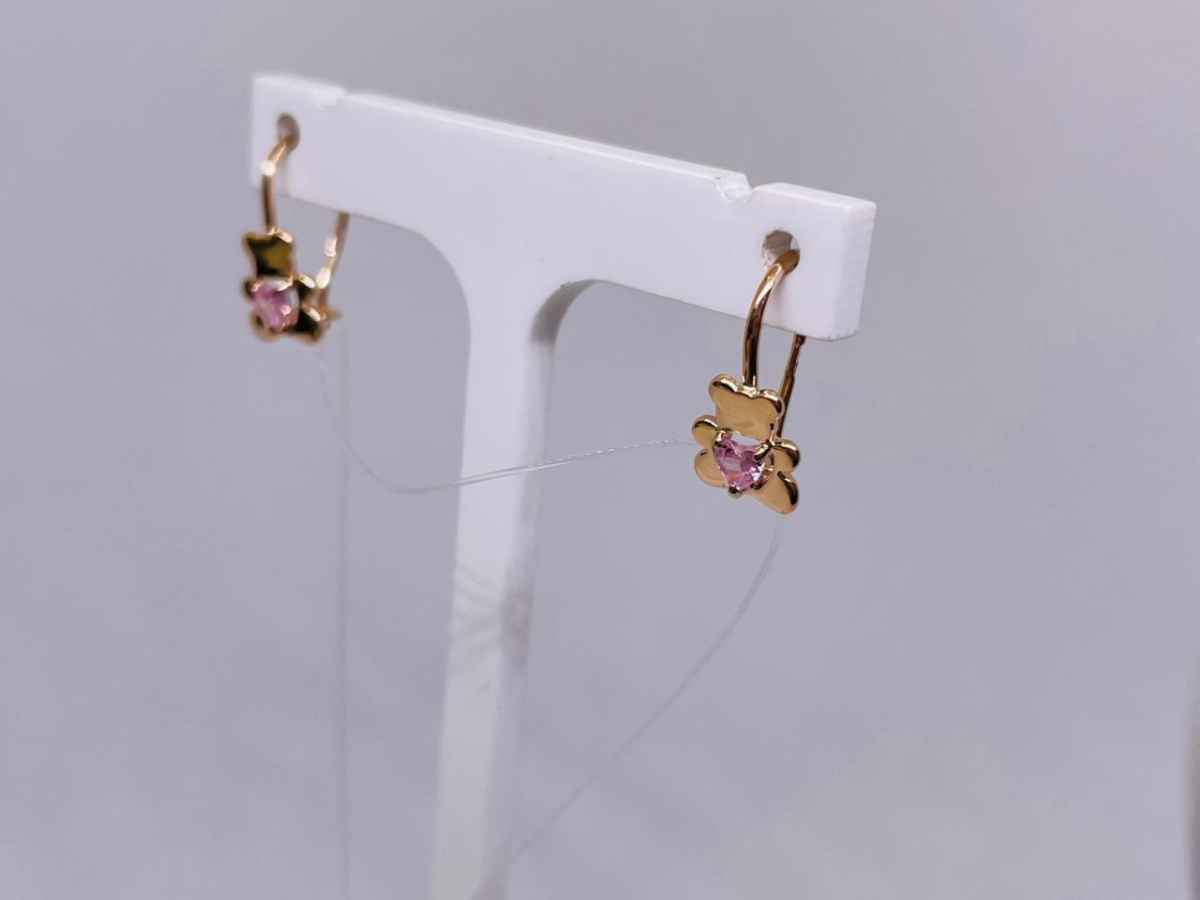 СЕРЬГИ ПЕТЕЛЬКА с камнем (Au 585)