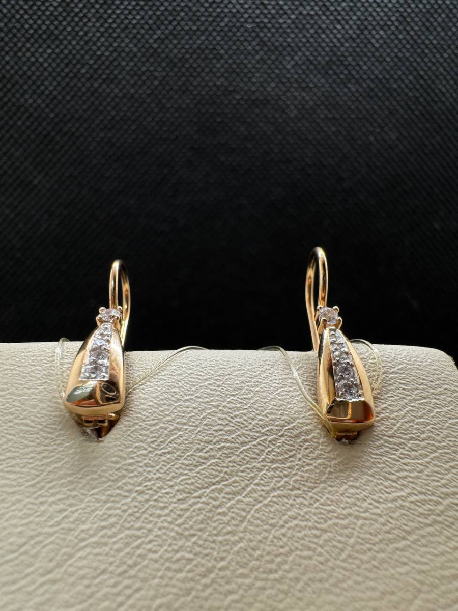 СЕРЬГИ ПЕТЕЛЬКА с камнями (Au 585)