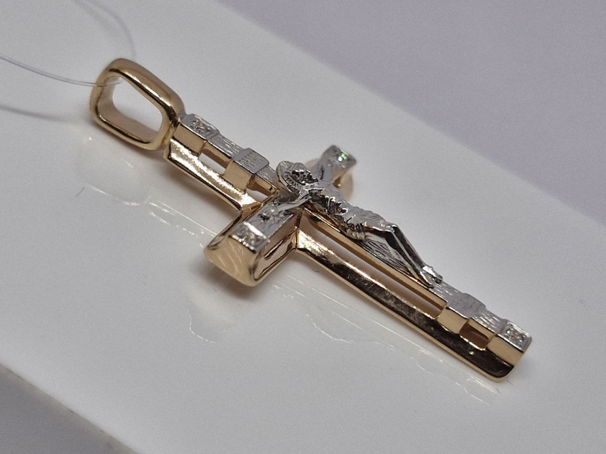 ПОДВЕСКА КРЕСТ с камнями (Au 585)