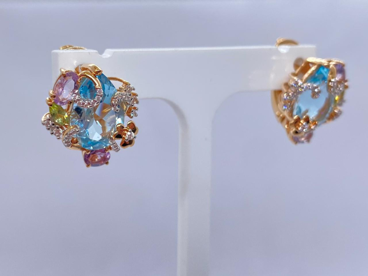 СКМИ585 СЕРЬГИ С КАМНЯМИ (Au 585)