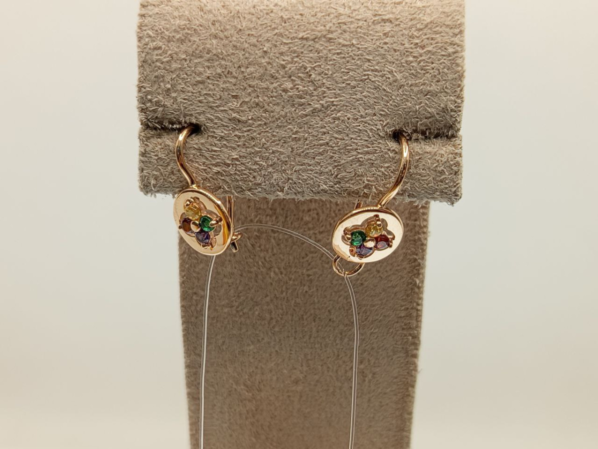 СЕРЬГИ ПЕТЕЛЬКА с камнями (Au 585)