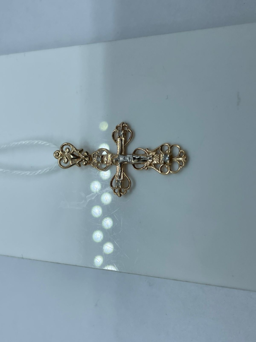 ПОДККИ585 ПОДВЕСКА КРЕСТ С КАМНЯМИ (Au 585)