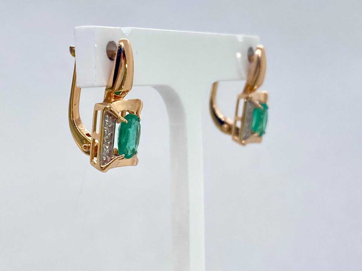 СЕРЬГИ Бриллиант, изумруд (Au 585)