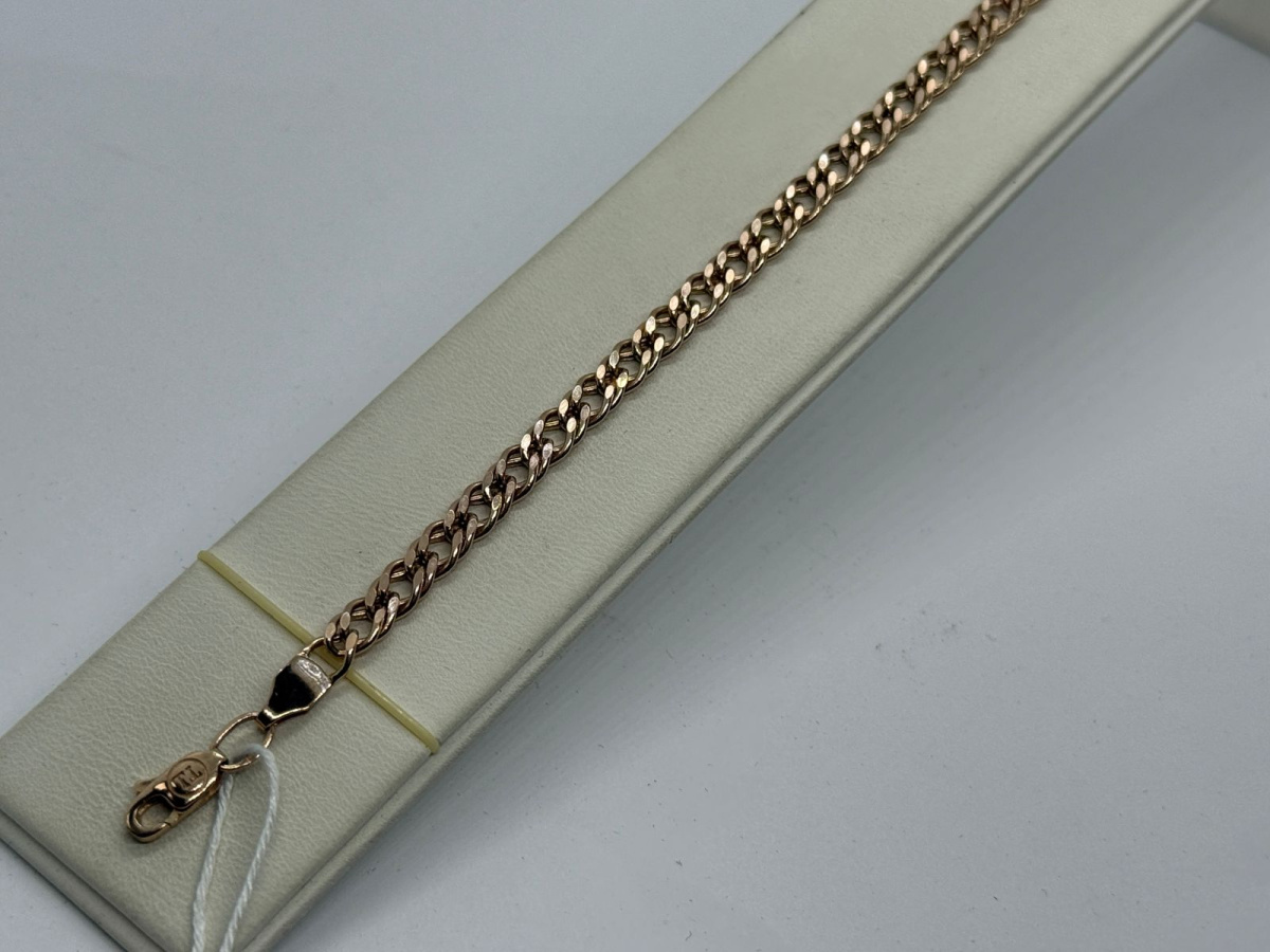 БРАСЛЕТ ПУСТОТЕЛЫЙ Ромб двойной Au 585