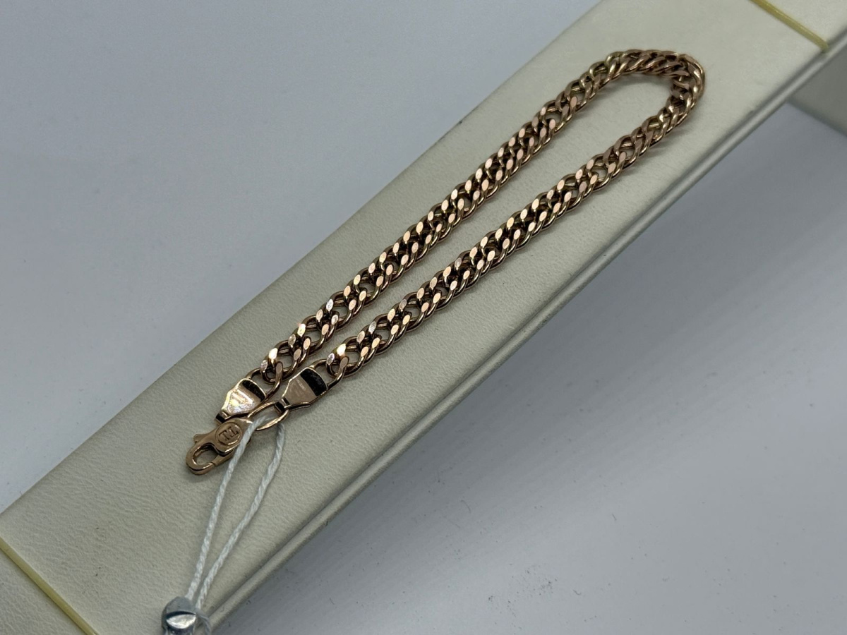 БРАСЛЕТ ПУСТОТЕЛЫЙ Ромб двойной Au 585