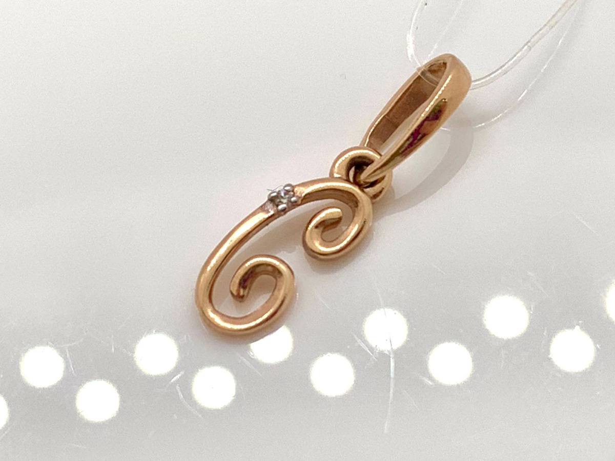 101488-1102 ПОДВЕСКА БУКВА С с камнем (Au 585)