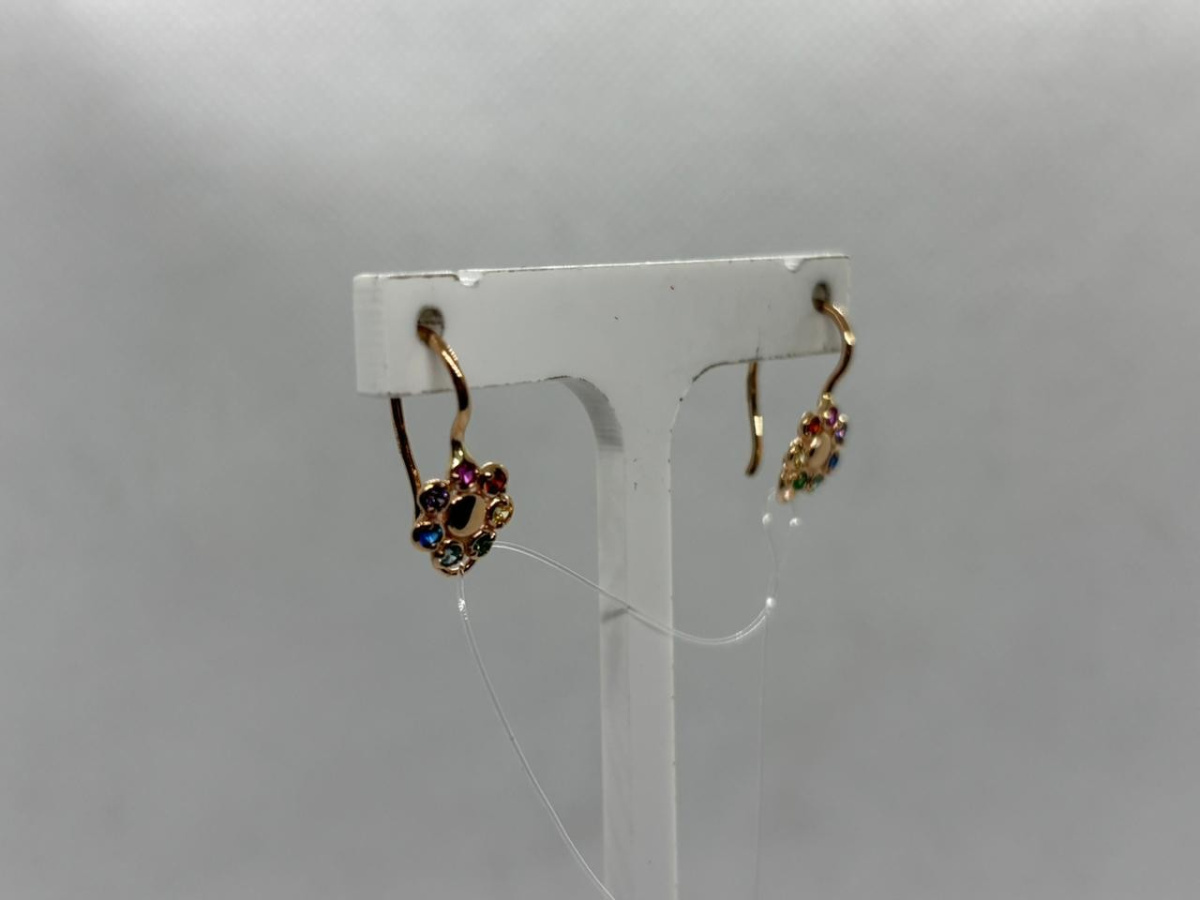 СЕРЬГИ ПЕТЕЛЬКА с камнями (Au 585)