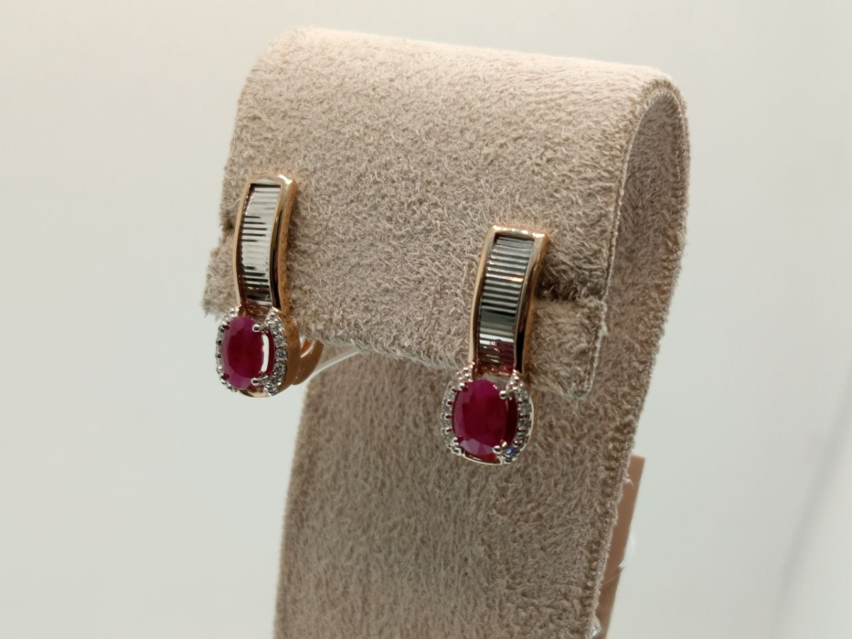 СЕРЬГИ Бриллиант, рубин (Au 585)