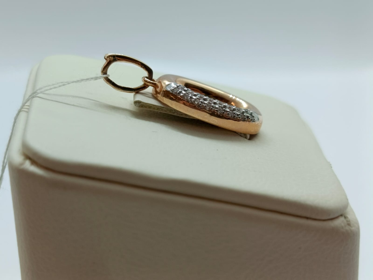 950321 ПОДВЕСКА БУКВА О с камнями (Au 585)