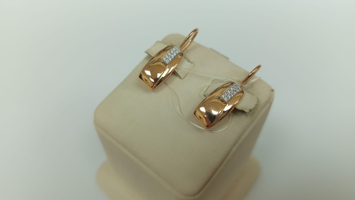 СЕРЬГИ ПЕТЕЛЬКА с камнями (Au 585)