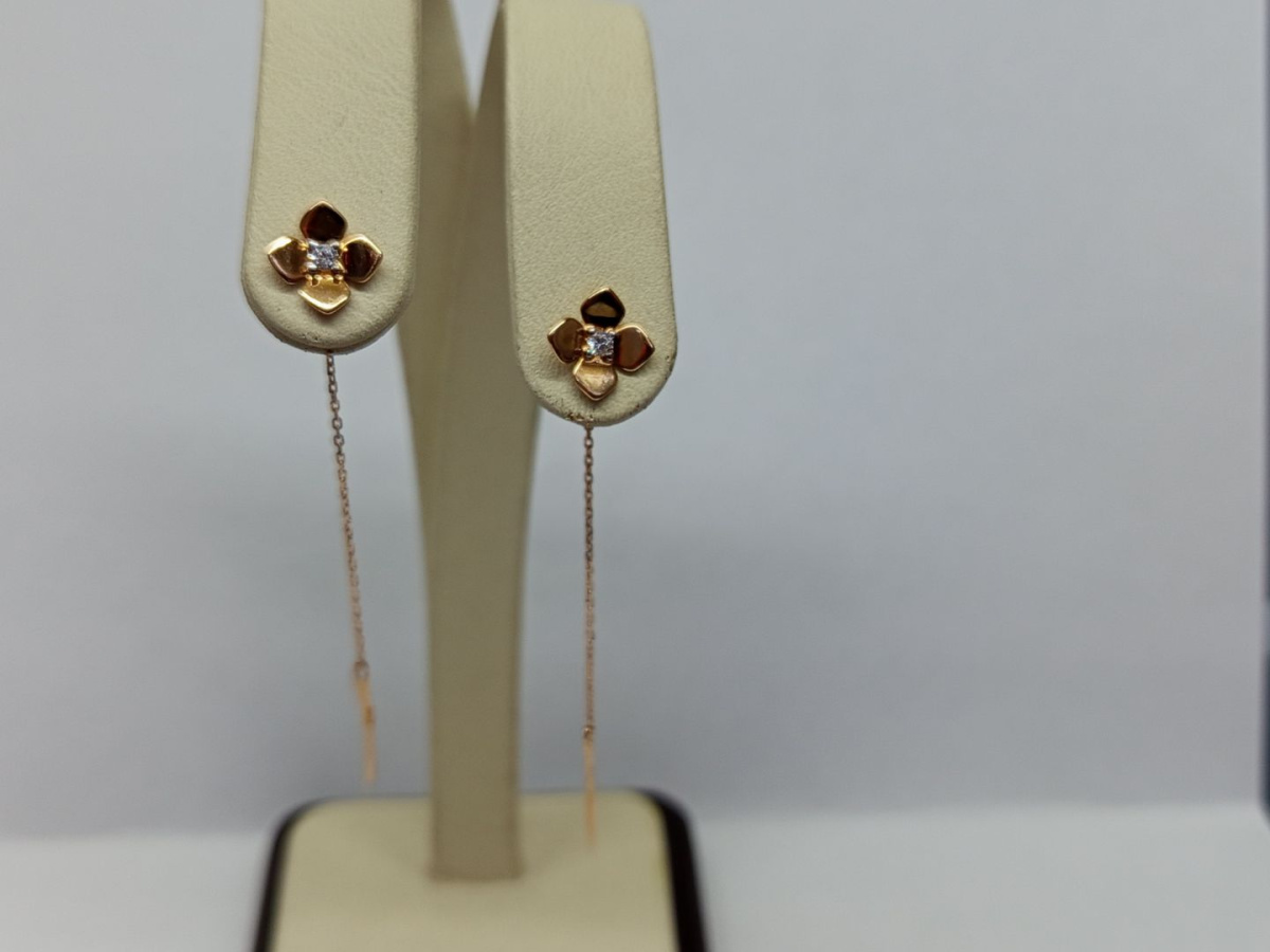 СЕРЬГИ ПРОДЕВКИ с камнем (Au 585)