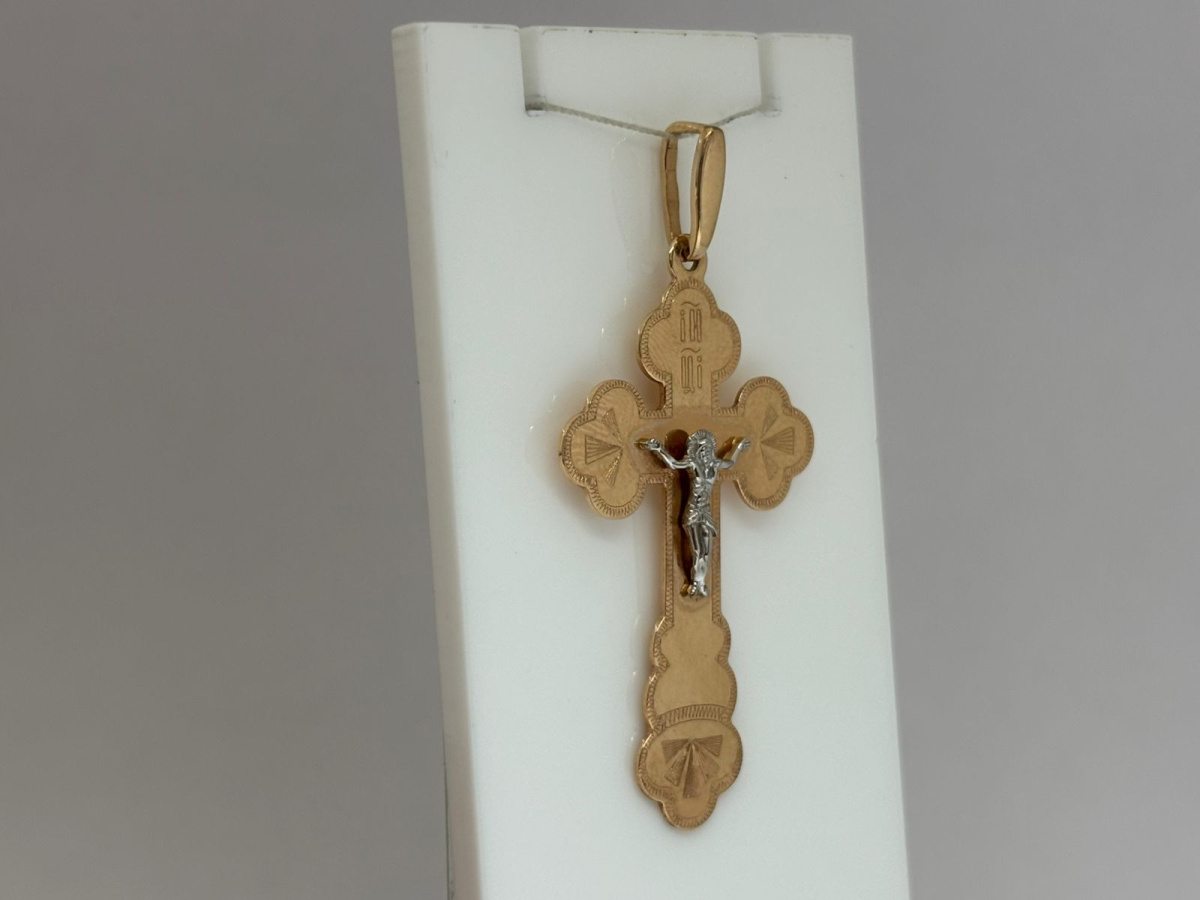 308-1-109 ПОДВЕСКА КРЕСТ без камня (Au 585)