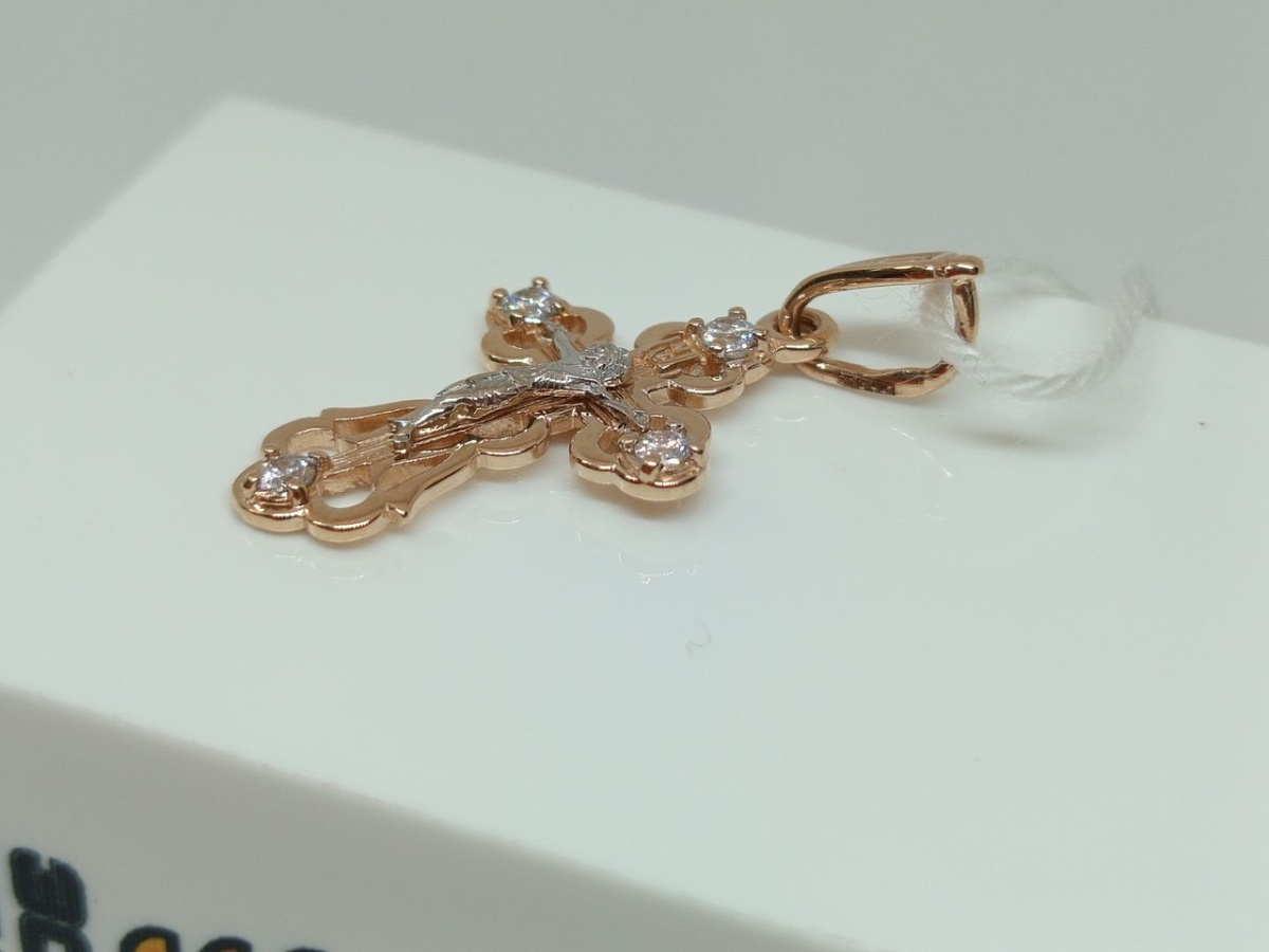 ПОДВЕСКА КРЕСТ С КАМНЯМИ (Au 585)