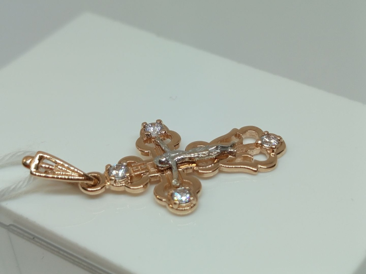 ПОДВЕСКА КРЕСТ С КАМНЯМИ (Au 585)