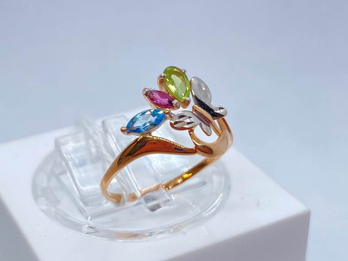 КОЛЬЦО С КАМНЯМИ (Au 585)