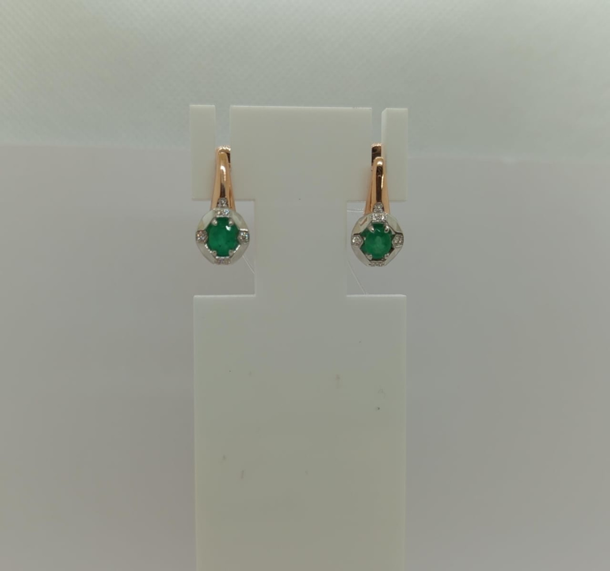 СЕРЬГИ Бриллиант, изумруд (Au 585)