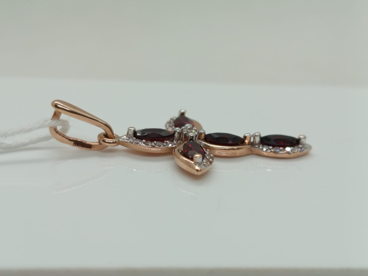 ПОДВЕСКА КРЕСТ С КАМНЯМИ (Au 585)