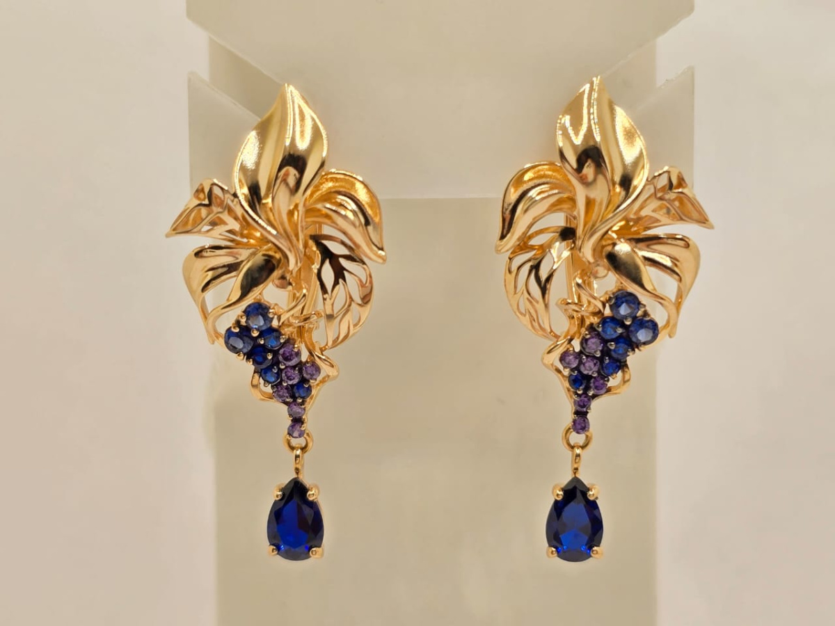 СКМИ585 СЕРЬГИ С КАМНЯМИ (Au 585)