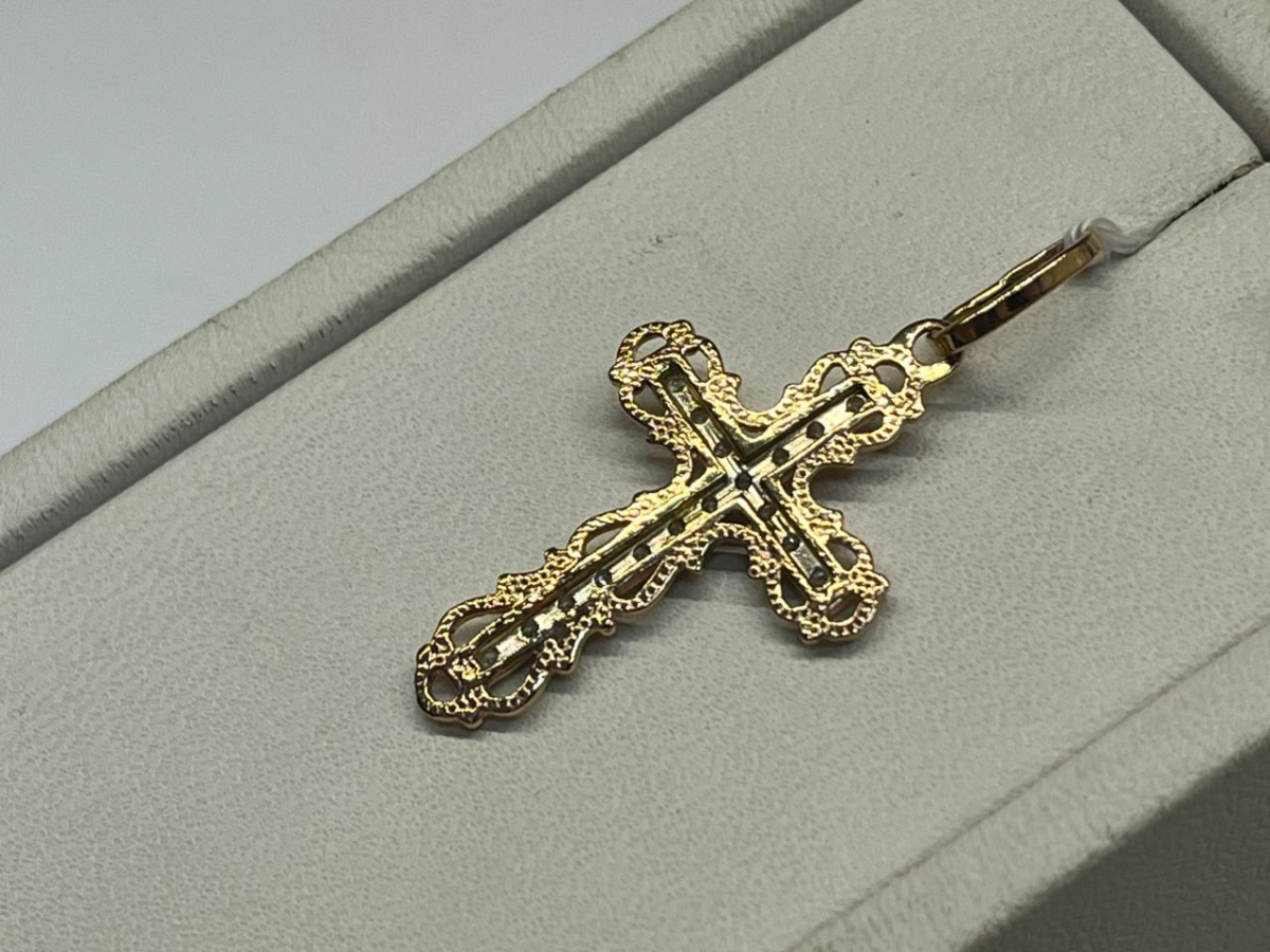 ПОДВЕСКА КРЕСТ С КАМНЯМИ (Au 585)